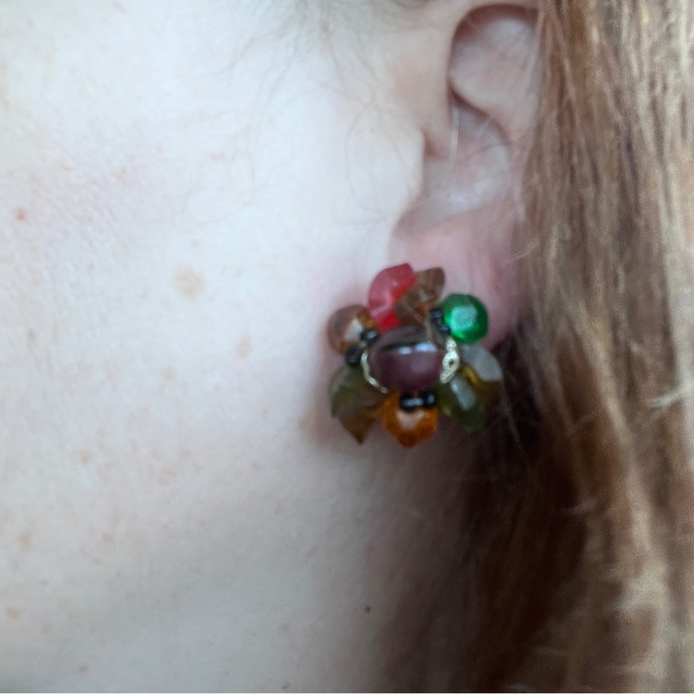 W Germany clip on earrings autumn colors 1950s